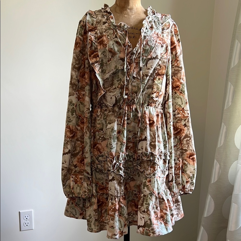 Floral Ruffle Long Sleeve Dress